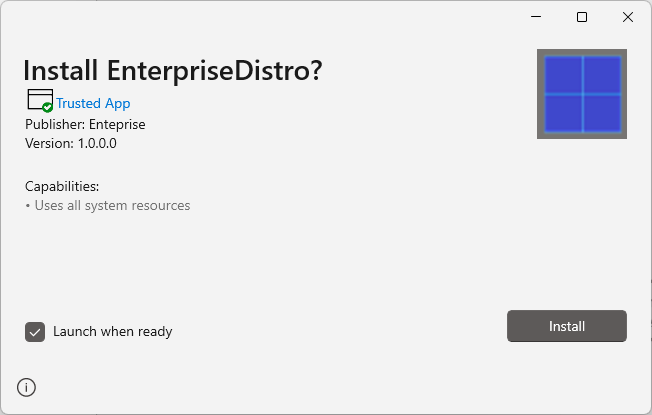 Custom distro launcher to distribute a WSL 2 package