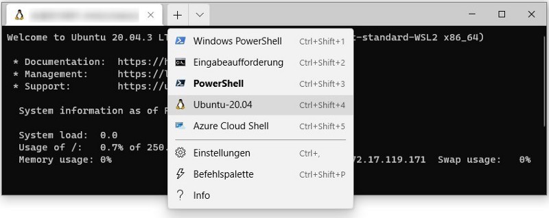 Windows Terminal — WSL2 integration