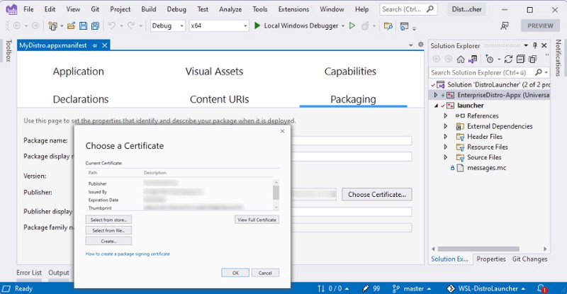 Add custom certificate to WSL 2 distro launcher